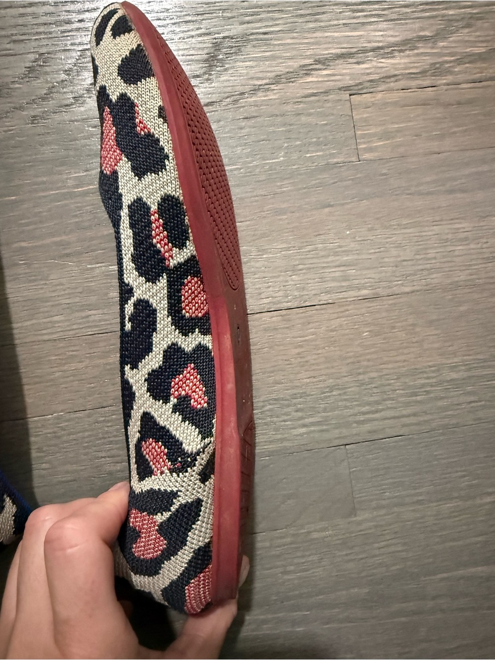 Women's Leopard Print Ballet Flats - Red & Black - Picture 4 of 5